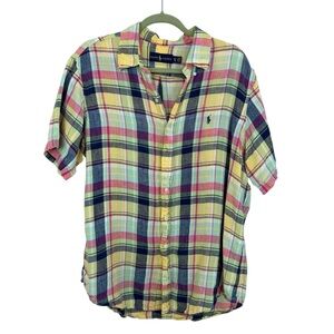 Ralph Lauren 100% Linen Mens Sz XL Short Sleeve Button Down Shirt